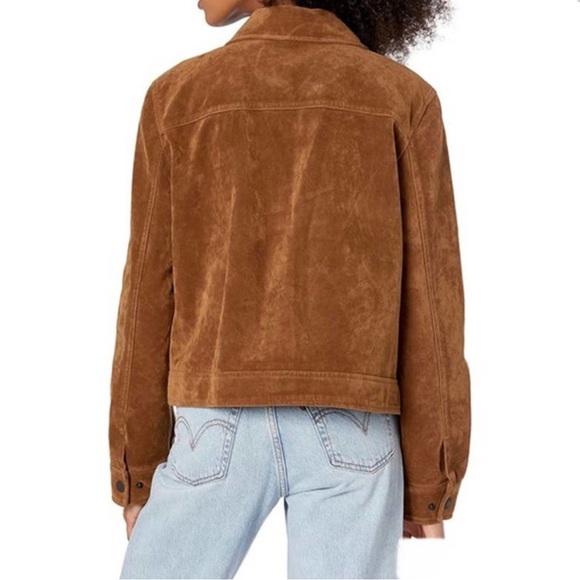 Levi's Vintage Women's Faux Suede Modern Trucker Jacket in Cognac Tan M - Picture 3 of 3